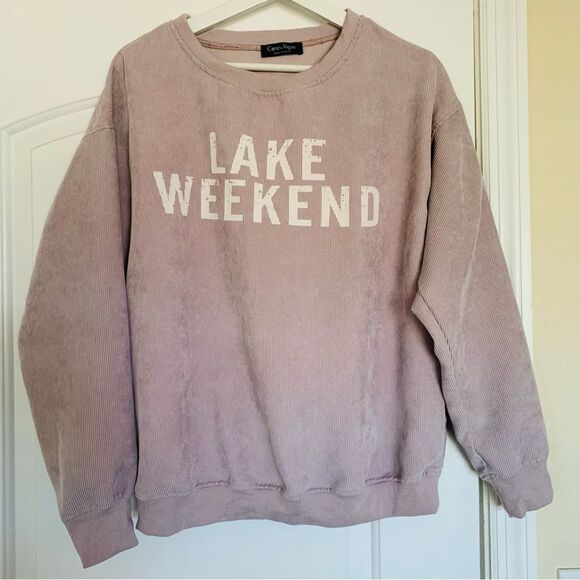 Coeur de Vague Boutique Euro-Inspired Lake Weekend Corduroy Sweatshirt | Size: M - Picture 6 of 8
